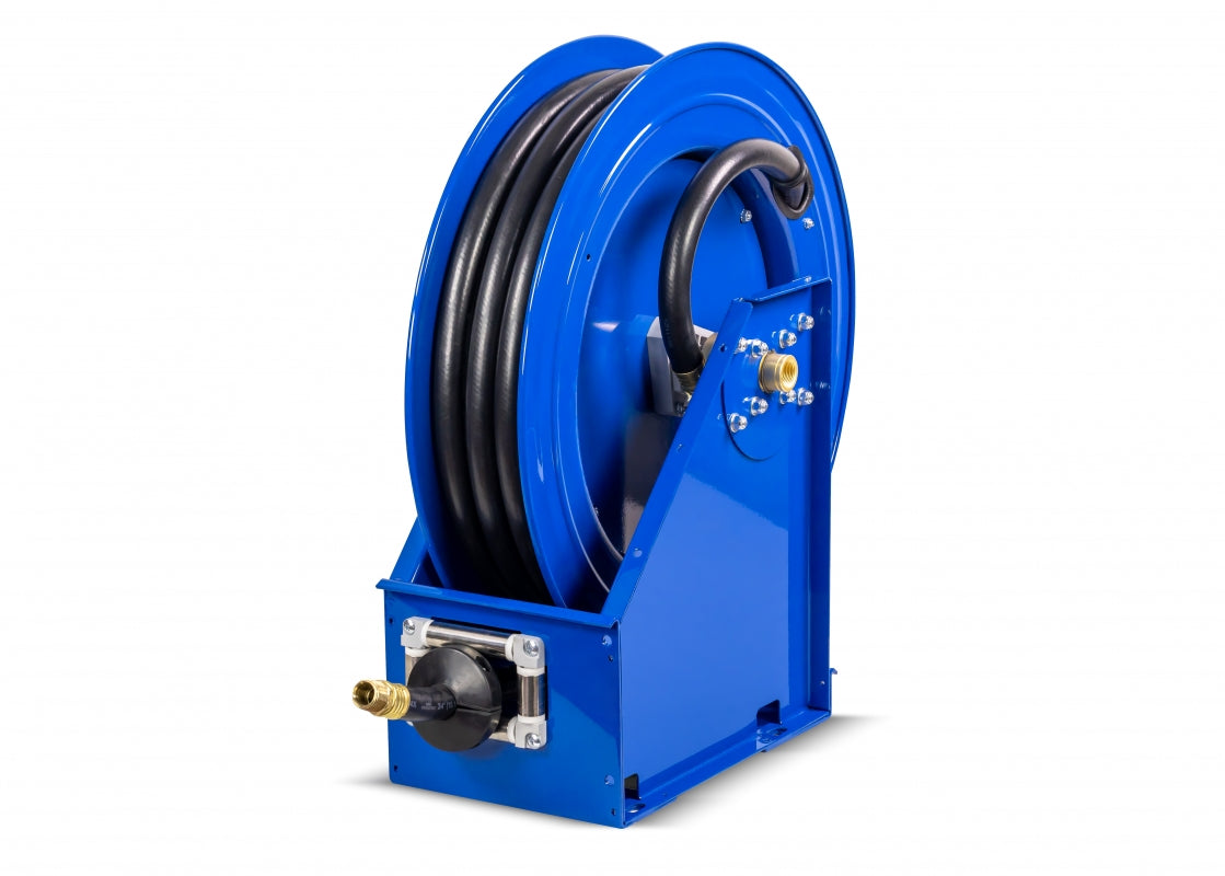 XTM-MP-475 by Coxreels | XTM Series | 2,500 PSI Spring Driven Hose Reel | 1/2" Hose ID, 1/2" FNPT Inlet x 1/2" MNPT Hose End | Steel | 75ft Rubber Hose Included