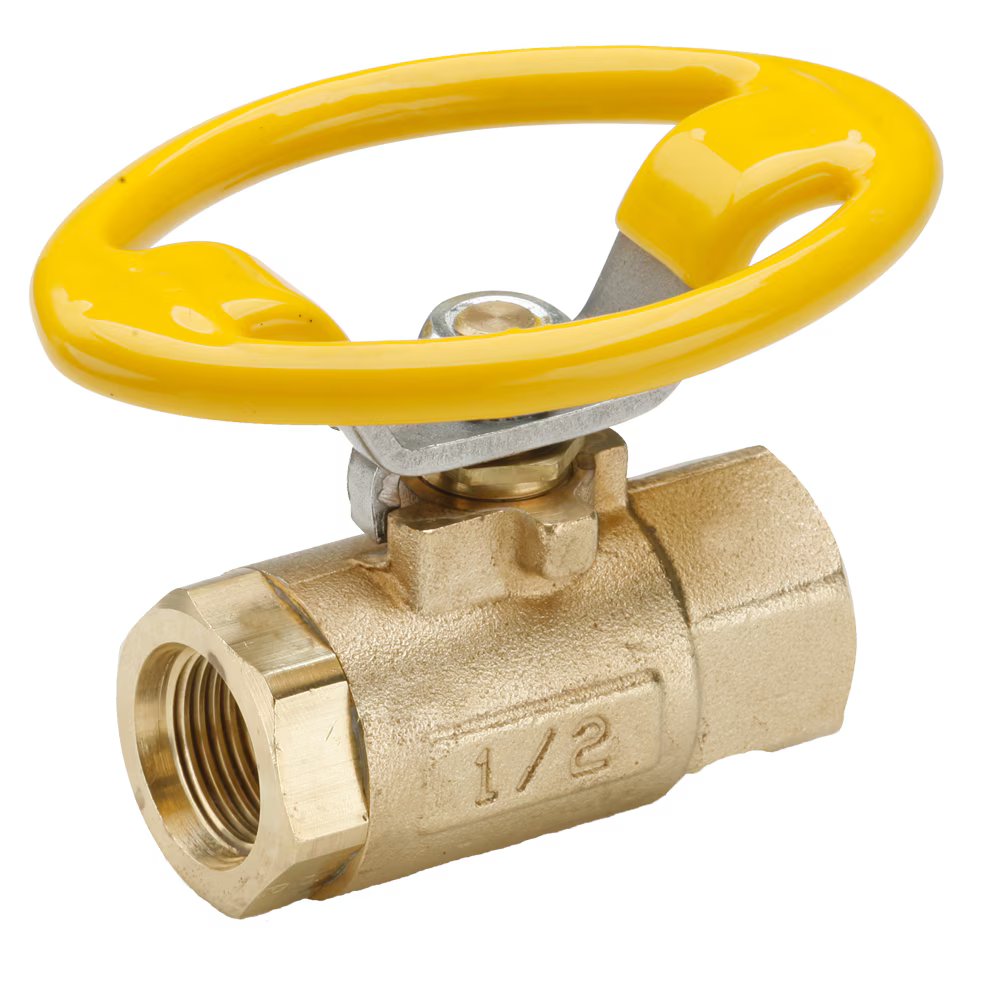 V500P-8-21 by Parker | Ball Valves | 1/2" Female PTF Pipe Thread | 1-1/16" Hex (B) | 1-1/16" (C) | 3.49" Length | Straight | Brass