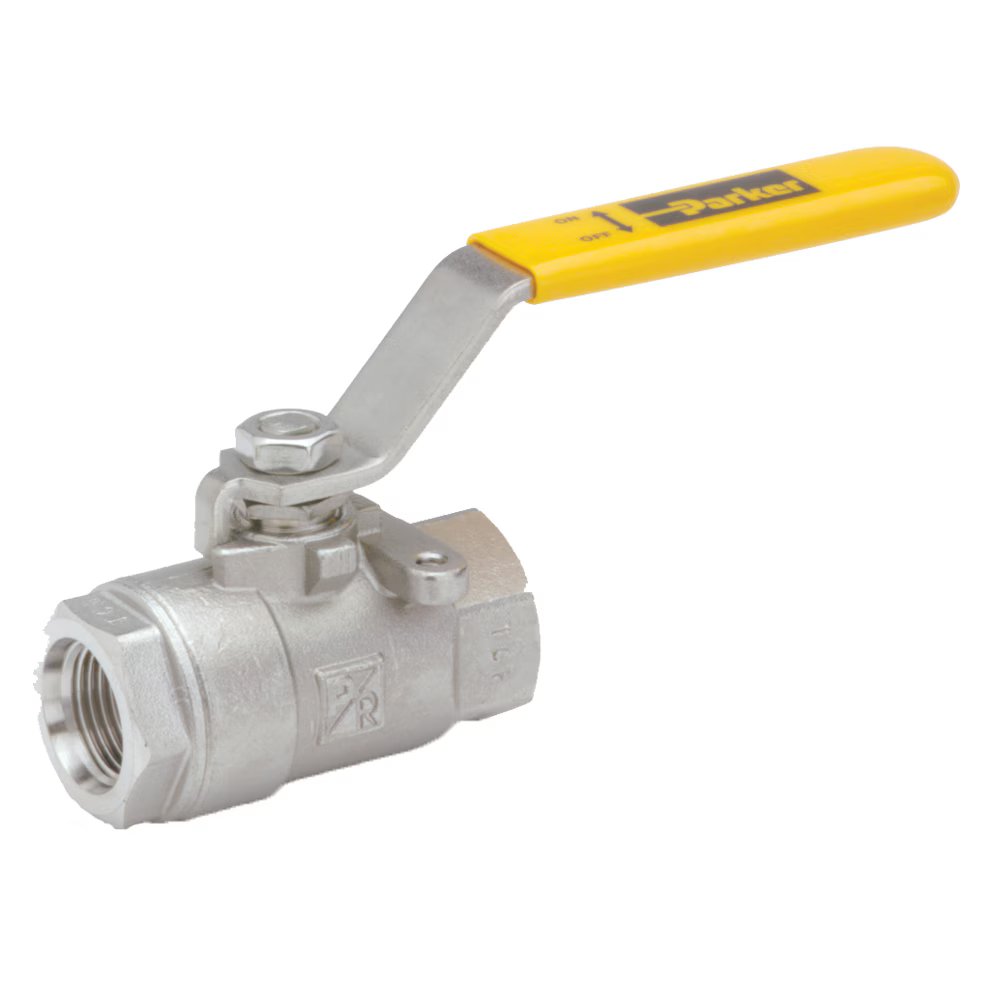 V502SS-12 by Parker | Ball Valve | 3/4" Female NPT Thread | 1-3/8" Hex (B/C) | 6.67" Length | Straight | Stainless Steel | Pack of 5