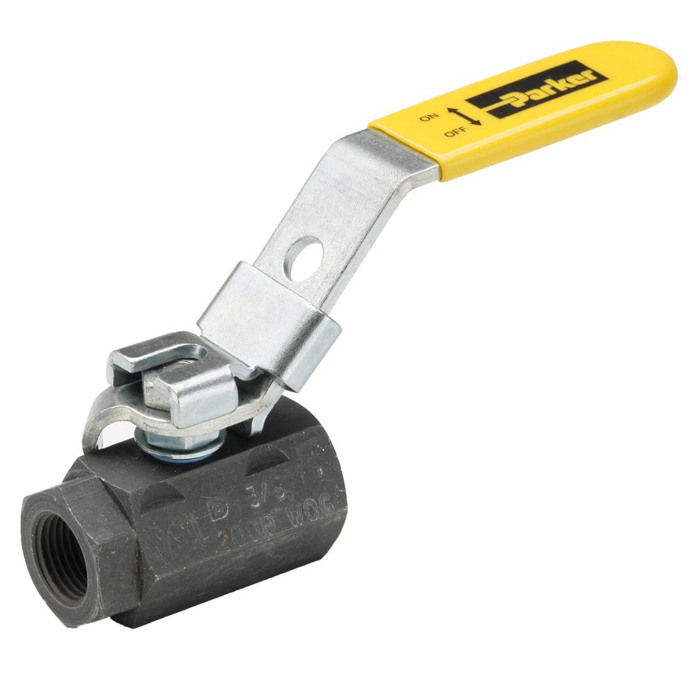 VP500CS-4 by Parker | Ball Valves | 1/4" Female Pipe Thread | 1-1/16" Hex (B) | 15/16" Hex (C) | 5.13" Length | Straight | Carbon Steel