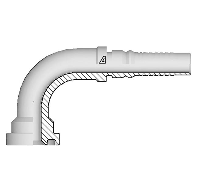 Y-3232-C619 Alfagomma by Kuriyama | Y Series | Two-Piece AlfaCrimp Hydraulic Hose Fitting | SAE J518 | 90° Elbow | -32 Code 61 Flange Interlock x -32 Hose ID | Steel