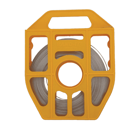 C203Y9 by Band-It | BAND-IT® Band | 3/8" Width | 0.025" Thickness | 201 Stainless Steel | Yellow Tote | 100ft/Roll