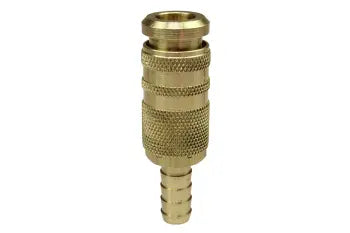 15C90B6H by Coilhose | CoilFlow™ Automatic Industrial & Acme Interchange | Six Ball Combo Coupler | 1/4" Body Size | 3/8" Hose Barb | Straight | Brass (Type 15)