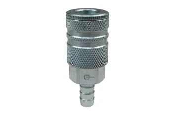 586 by Coilhose | Coilflow™ Industrial Interchange Coupler | Manual | 3/8" Body Size | 3/8" Hose Barb | Straight | Plated Steel (Type 58)