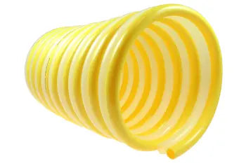 N38Y-N38N-50 by Coilhose | Twin Bonded Coiled Air Hose | 3/8" x 3/8" Hose ID | No Fittings | Yellow/Natural | Nylon | 50ft