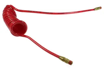 PR38-104B-R by Coilhose | Flexcoil Air Hose | 3/8" Hose ID x 9/16" Hose OD | 1/4" Male NPT Reusable Swivel Fittings | Red | Polyurethane | 10ft
