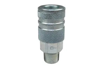 583 by Coilhose | Coilflow™ Industrial Interchange Coupler | Manual | 3/8" Body Size | 1/4" Male NPT Thread | Straight | Plated Steel (Type 58)