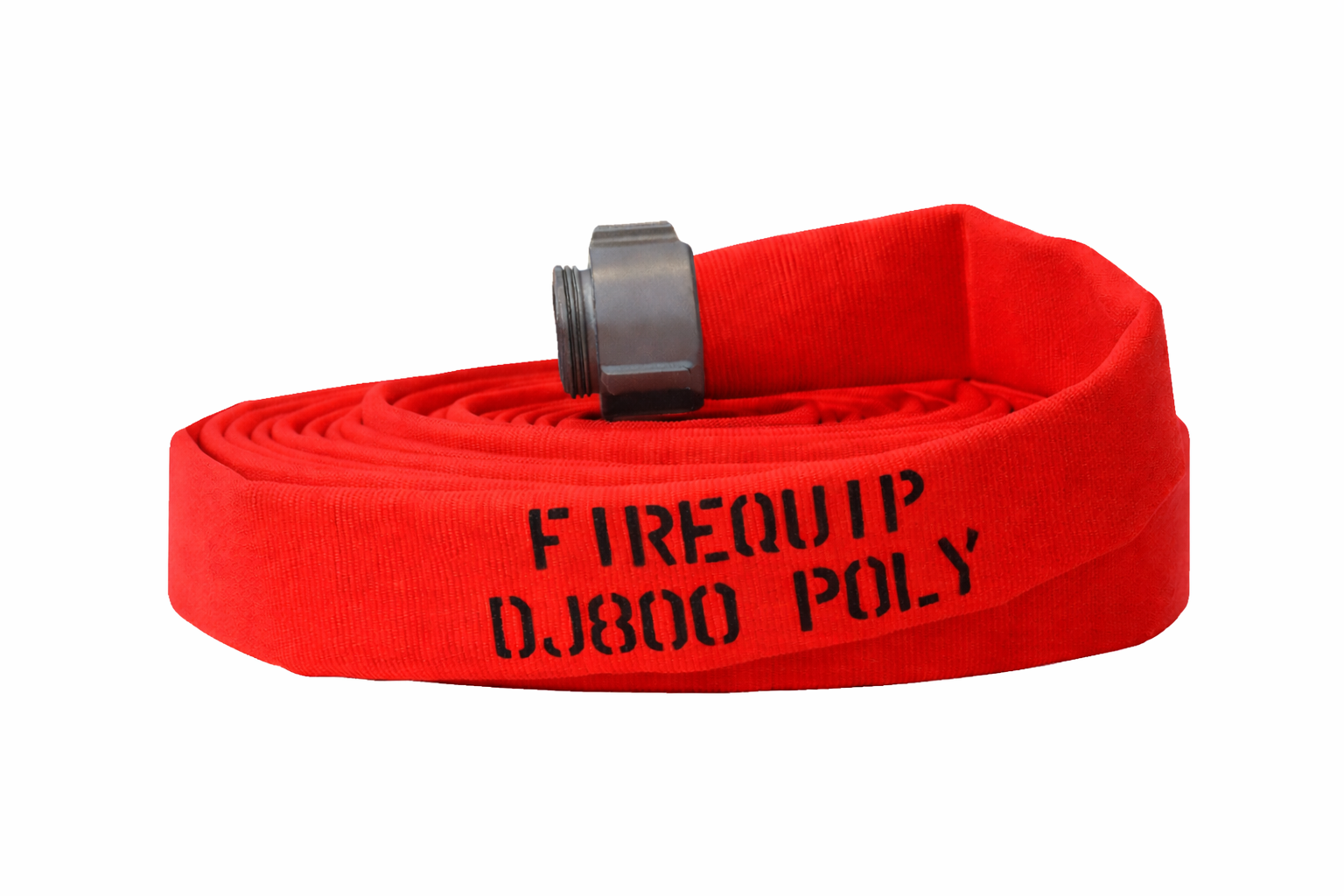 DJ10x50R10N by Snap-Tite | DJ800 Series | Double Jacket Polyester Fire Hose Assembly with EPDM Liner | 1" Hose I.D. | 1" Male NH x 1" Female NH Couplings | 400 PSI | Red | 50ft Length