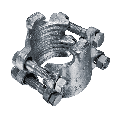 BC4-250 by Kuriyama | 4 Bolt Interlocking Hose Clamp | Size Range: 3-1/2" - 3-15/16" | Torque: 150 ft. lbs. | Zinc Plate