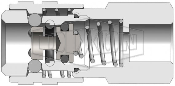 1BRF2-B-7 by Dixon Valve | Pneumatic Quick Disconnect Coupling | BR-Series | 1/4" Female NPT x 1/8" 21-Series Interchange Coupler | Socket | Nitrile Seal | Brass