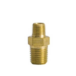 B-379-0402 Breco by Foster | Reducing Hex Nipple | 1/4" Male NPTF Thread x 1/8" Male NPTF Thread | Straight | Brass