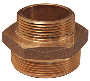 DMH2530F Dixon Cast Brass Double Male Hex Nipple - Increaser / Reducer - 2-1/2" Male NPT x 3" Male NST(NH)