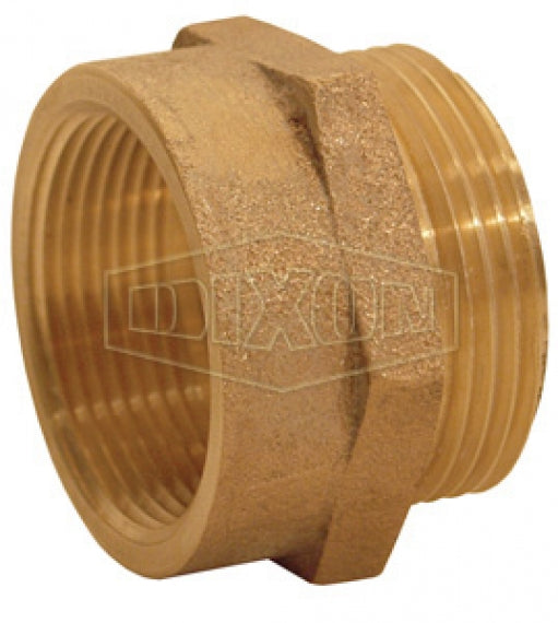 FM1515NYFD Dixon Cast Brass Female to Male Hex Nipple - 1-1/2" Female NPT x 1-1/2" Male NYFD