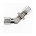C2702-06-06-SS by Brennan Inc. | -06 Bite Type x -06 Bite Type Bulkhead Union | 45° Elbow | Stainless Steel