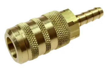 15X6H by Coilhose | CoilFlow™ Six Ball Industrial Interchange Coupler | Manual | 1/4" Body Size | 3/8" Hose Barb | Straight | Brass (Type 15)