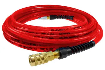 PFE4050TRS16X by Coilhose | Flexeel® Reinforced Hose | 1/4" Hose ID | 3/8" Hose OD | 1/4" Six Ball Coupler & Connector with Reusable Strain Relief & Quick Connect Fittings | Automotive | 50ft | Transparent Red | Straight | Polyurethane