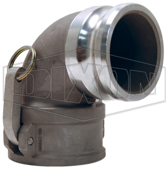 300DA-90SS by Dixon Valve | Cam & Groove Coupler | 90° Elbow | Type DA | 3" Adapter x 3" Coupler | 316 Stainless Steel
