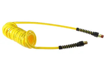 PU14-50A-Y by Coilhose | Flexcoil Air Hose | 1/4" Hose ID x 3/8" Hose OD | 1/4" Male NPT Swivel & Rigid Strain Relief Fittings | Yellow | Polyurethane | 50ft