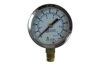 GB16100 by Coilhose | Pressure Gauge | 2-1/2" Chrome Dial Gauge | 1/4" Bottom Mount | 0-100 PSI