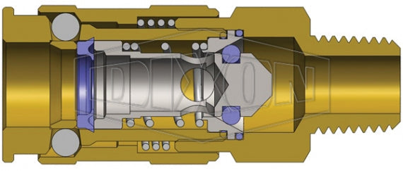 2CJBM2-B by Dixon Valve | Pneumatic Quick Disconnect Coupling | CJ-Series | 1/4" Male BSPT x 1/4" European Interchange | Socket | Nitrile Seal | Brass