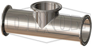 T7MPS-050PL Dixon Valve 1/2" Tube OD 316L Stainless Steel BioPharm Clamp x Clamp x Clamp Short Outlet Tee BPE2012 (PL Finish SF1)