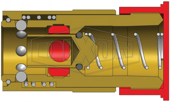 2CMF1-B by Dixon Valve | Hydraulic Quick Disconnect Coupling | CM-Series | 1/8" Female NPTF x 1/4" Industrial Mold Interchange | Socket | Valved | Silicone Seal | Brass
