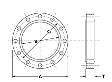 CSRF1501000 by Kuriyama | Forged Raised Face Slip-On Flange 150# | Size: 10" | OD: 16" | Bore: 10.880" | Thickness: 1" | Carbon Steel