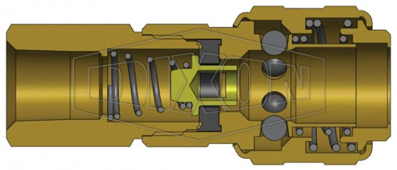 2DF1-B by Dixon Valve | Pneumatic Quick Disconnect Coupling | D-Series | 1/8" Female NPTF x 1/4" Automatic Industrial Interchange | Socket | Nitrile Seal | Brass