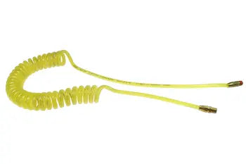 PRE38-20A-TY by Coilhose | Flexeel® Reinforced Coiled Air Hose | 3/8" Hose ID x 9/16" Hose OD | 3/8" Male NPT Rigid & Swivel Reusable Fittings | Transparent Yellow | Polyurethane | 20ft
