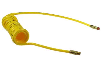PR38-154-Y by Coilhose | Flexcoil Air Hose | 3/8" Hose ID x 9/16" Hose OD | 1/4" Male NPT Reusable Rigid Fittings | Yellow | Polyurethane | 15ft