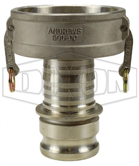 5030-DA-SS by Dixon Valve | Cam & Groove Reducer (Jump Size) Coupling | Type DA | 5" Coupler x 3" Adapter | 316 Stainless Steel