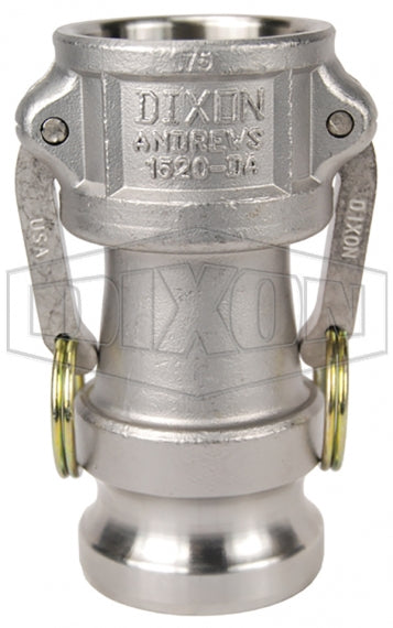 1520-DA-SS by Dixon Valve | Cam & Groove Reducer (Jump Size) Coupling | Type DA | 1-1/2" Coupler x 2" Adapter | 316 Stainless Steel