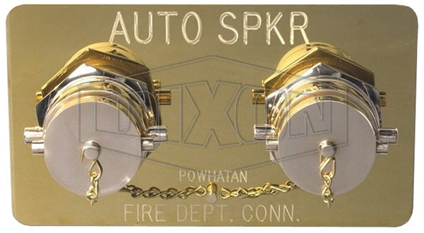2WCA6025F-SP-C Dixon StandPipe Polished Chrome Plated Cast Brass Double Clapper Concealed Type Siamese Assembly - 6" Female NPT Outlet x Two 2-1/2" Female NST(NH) Inlets