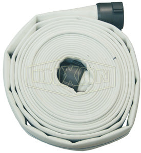 DM15-50RAS Dixon Synthetic Double Jacket Mill Hose - Coupled - Fem. x Male NPSH Expansion Ring Couplings - 1-1/2" Hose Size - 1-13/16" Bowl Size - 50ft Length