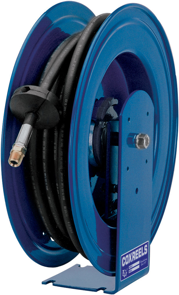 E-HP-130 by Coxreels | E Series | 5,000 PSI Spring Driven Hose Reel for Grease | 1/4" Hose ID, 1/4" FNPT Inlet x 1/4" MNPT Hose End | Steel | 30ft Rubber Hose Included