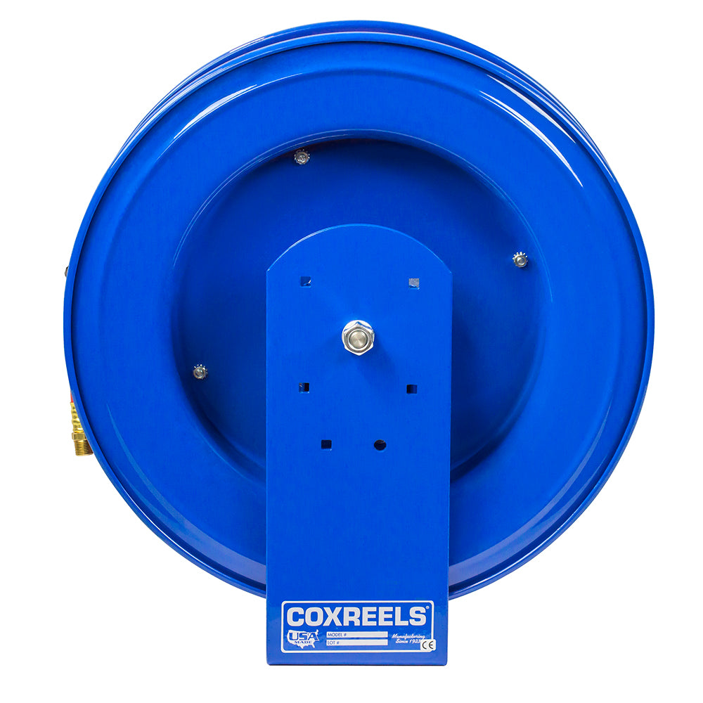 E-MP-450 by Coxreels | E Series | 2,500 PSI Spring Driven Hose Reel for Air, Water & Oil | 1/2" Hose ID, 1/2" FNPT Inlet x 1/2" MNPT Hose End | Steel | 50ft Rubber Hose Included