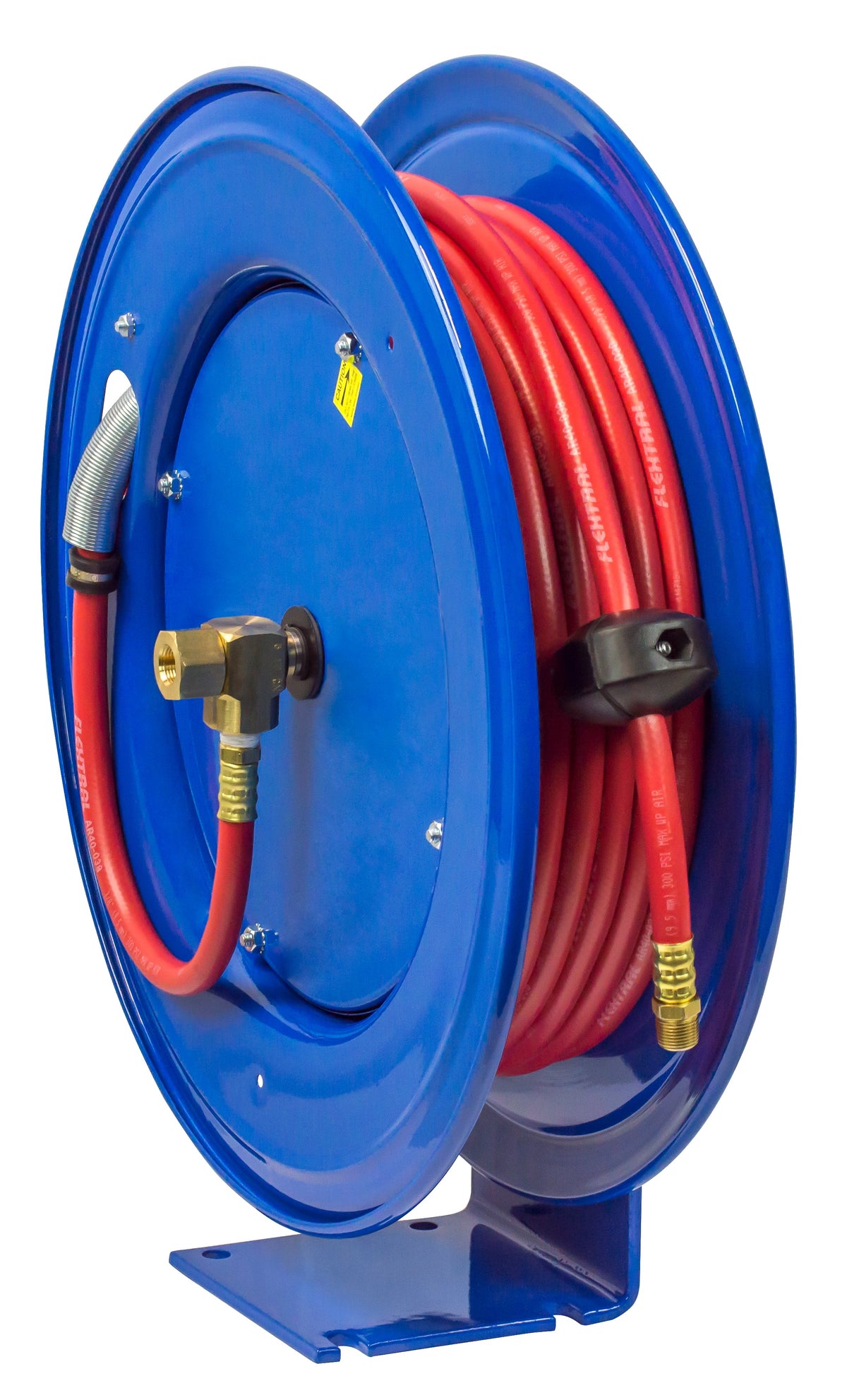 E-LP-350 by Coxreels | E Series | 300 PSI Spring Driven Hose Reel for Air & Water | 3/8" Hose ID, 3/8" FNPT Inlet x 3/8" MNPT Hose End | Steel | 50ft PVC Hose Included