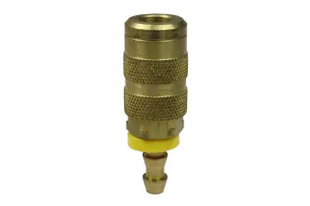 16X4L by Coilhose | CoilFlow™ Six Ball Automatic Interchange Coupler | Manual | 1/4" Body Size | 1/4" Lock-on Hose Barb | Straight | Brass (Type 16)