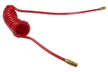 PR38-10-R by Coilhose | Flexcoil Air Hose | 3/8" Hose ID x 9/16" Hose OD | 3/8" Male NPT Reusable Rigid Fittings | Red | Polyurethane | 10ft