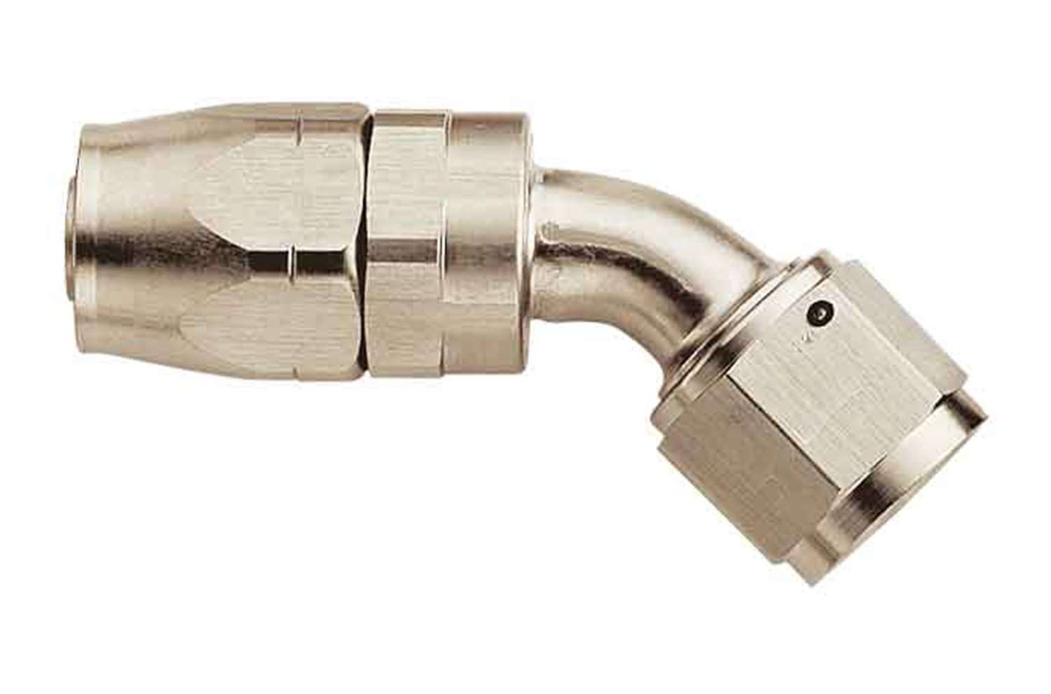 FBE4022 (FCE4022) Eaton Aeroquip® -06 Reusable S.A.E. 37° (JIC/AN) Swivel 45° Elbow Fitting - Aluminum Nickel-Plated
