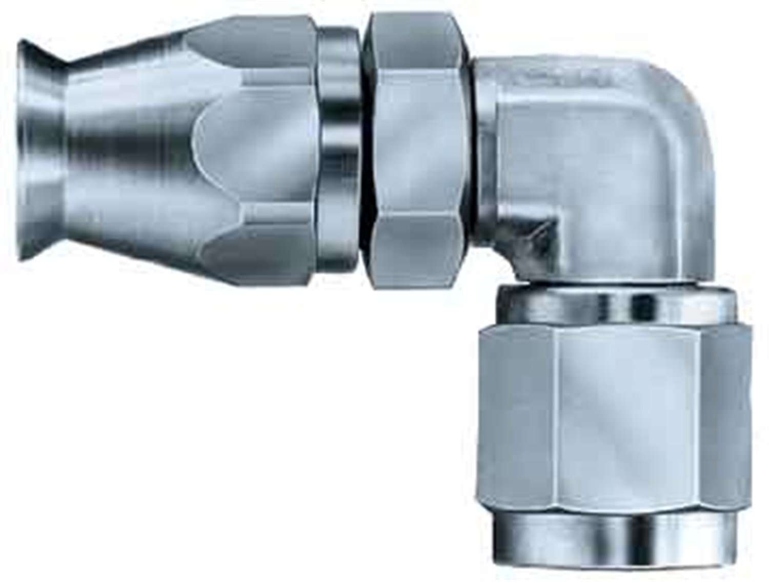 FBM1151 (FCM1151) Eaton Aeroquip® -04 Teflon™ Hose Fitting - Forged Adjustable Reusable S.A.E. 37° (JIC/AN) Swivel - 90° Elbow - Stainless Steel