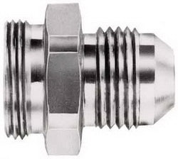 FBM2961 (FCM2961) Eaton Aeroquip® Fuel System Carburetor Adapter: -08 Holley Dual Feed 750 through Dominator 1350 Series and Quadrajet up to 1974 with 7/8-20 thread - Steel