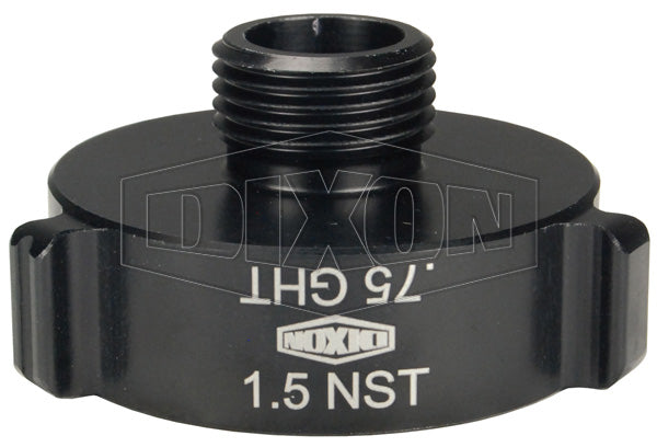 N37-10F07G Dixon Aluminum Hydrant Adapter - Style N37 - Rocker Lug - 1" Female NST(NH) x 3/4" Male GHT