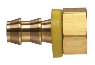 POFFIV-0405 by Kuriyama | Push-On Hose Fitting | 1/4" Hose Barb x 5/16" Female Inverted Flare | Brass