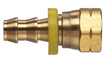 POFFSA-1212 by Kuriyama | 3/4" Push-On Fitting | 1-1/16-12" Female SAE 45° Swivel UNF | 3/4" Hose Size | Brass