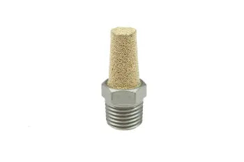 CMF38 by Coilhose | Conical Muffler | 3/8" Male NPT Thread | 1-9/16" Length | 11/16" Hex | Nickel-Plated Brass