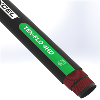 FLO-4HD-8.0-100- by Texcel | TEX-FLO 4HD Series | Heavy-Duty 4-Ply Water Discharge Hose | 8" Hose ID | 200 PSI | Black
