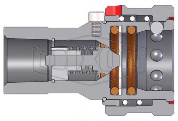 3HF3-BOP by Dixon Valve | Hydraulic Quick Disconnect Coupling | H-BOP-Series | 3/8" Female NPTF x 3/8" Body Size | ISO-B Blowout Preventer Safety Socket | FKM Seal | Steel