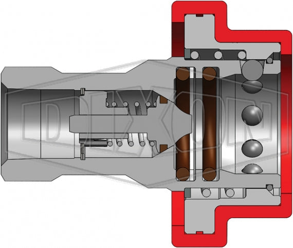 D-4HF4-SS-FSB by Dixon Valve | Hydraulic Quick Disconnect Coupling | H-Series | 1/2" Female NPTF x 1/2" ISO-B Fry Oil Silicone Flanged | Socket | FDA FKM Seal | 316 Stainless Steel