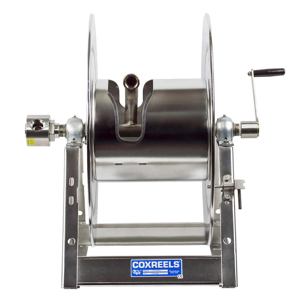 1175-6-100-SP by Coxreels | 1175-SS Series | 3,000 PSI Hand Crank Hose Reel | 1" Hose ID, 1" FNPT Inlet | Stainless Steel | 100ft Capacity, Hose Not Included